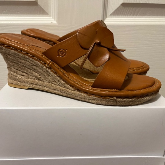 Born Leather Espadrilles Wedge Sandals, British Tan